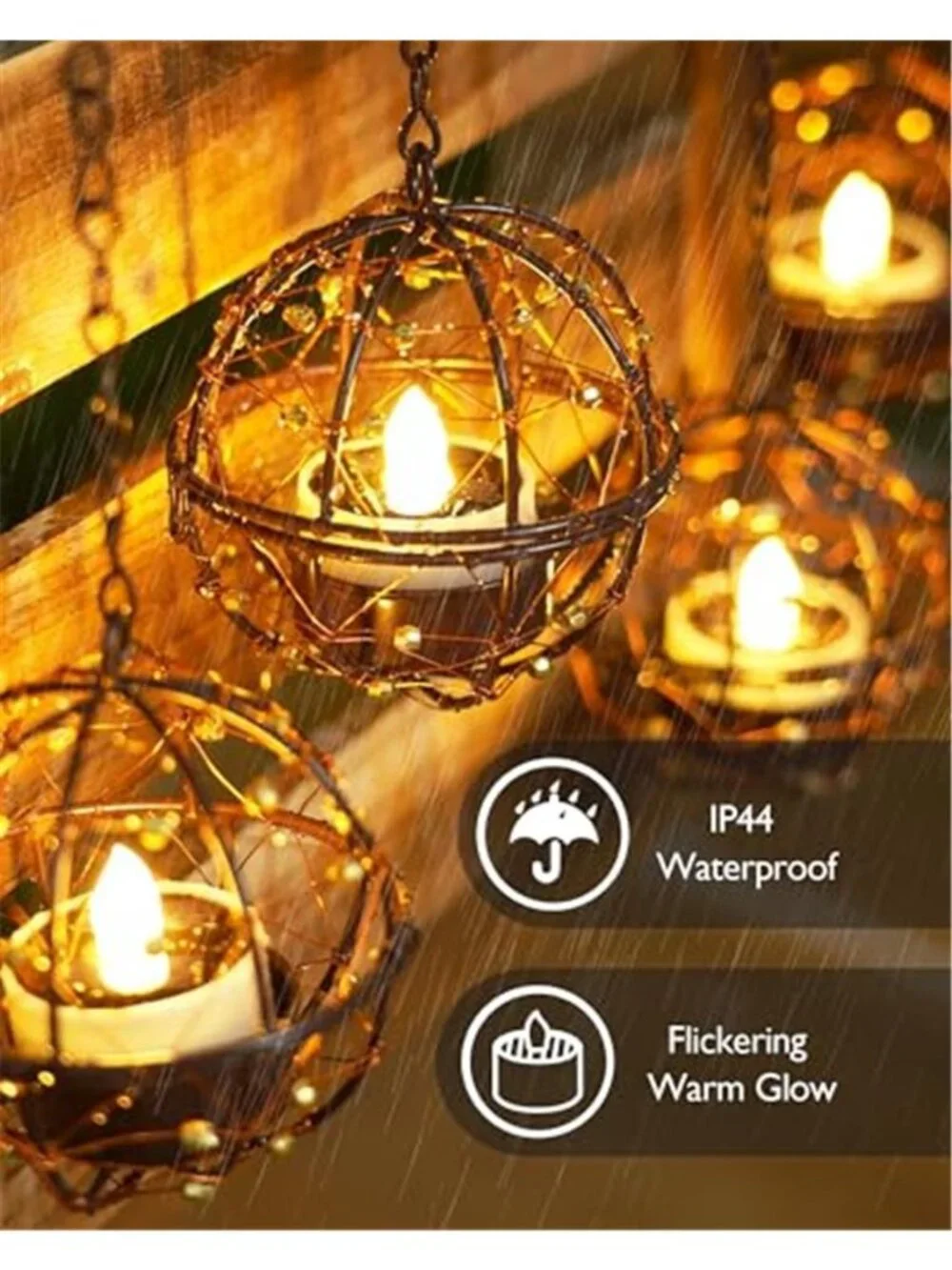 Solar Tea Lights Outdoor Waterproof LED Flameless Candles Warm White Flickering